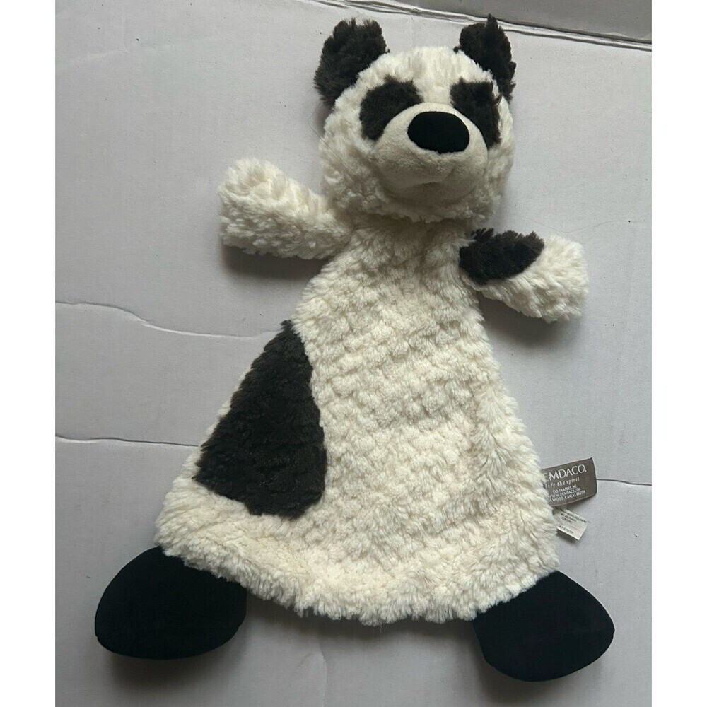 Demdaco Panda Bear Soft Security Baby Blanket Plush Rattle Lovey Lovie